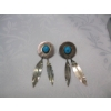 Image 3 : STERLING SILVER (.925) EARRINGS W/TURQUOISE STONES
