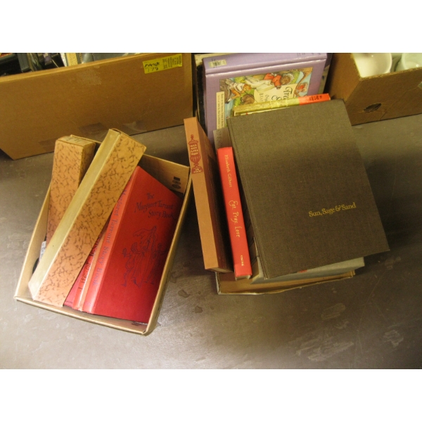 2 BOXES OF ASST. BOOKS, ORGAN ROLLS, ETC.