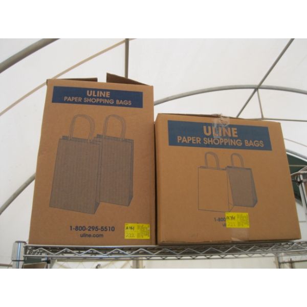 2 BOXES OF ULINE PAPER SHOPPING BAGS