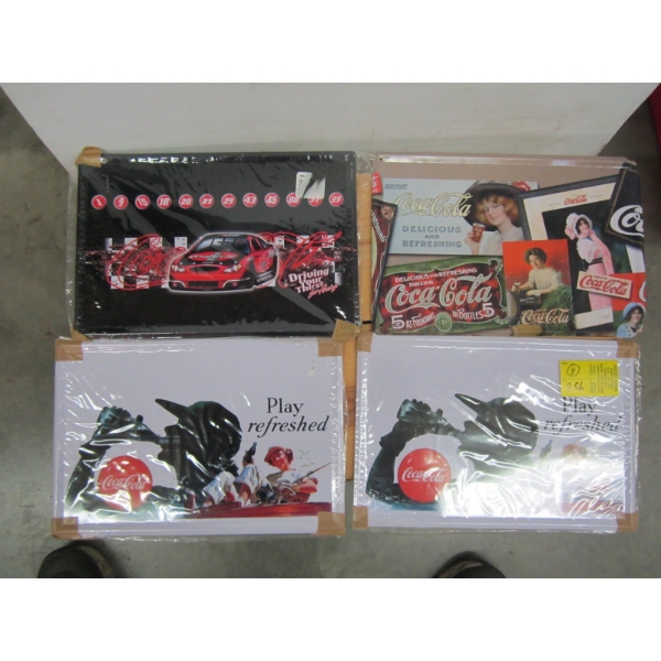 4 COCA COLA TIN SIGNS