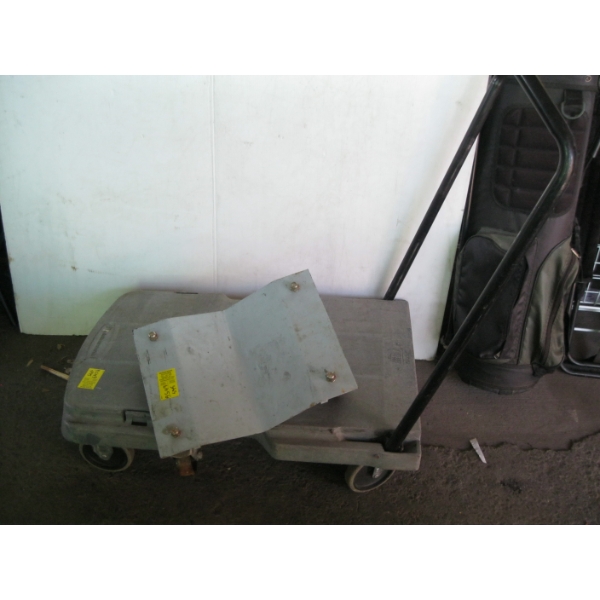 4 WHEEL PUSH TROLLEY & A 4 WHEEL METAL TROLLEY