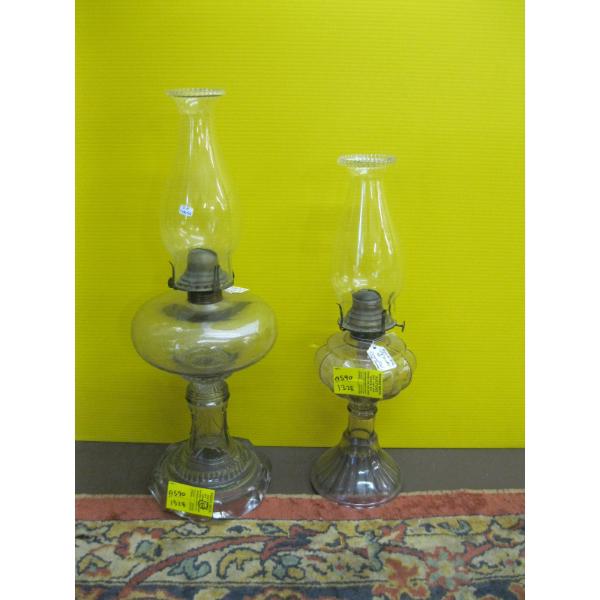 2 OIL LANTERNS - MAUVE BASES