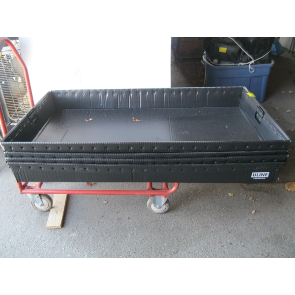 4 LG. HANDLED ULINE BLACK TRAYS - 48X30X6"
