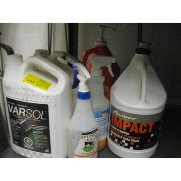 MISC. VARSOL, HYDROGEN PEROXIDE, FLOOR STRIPPER, ETC.