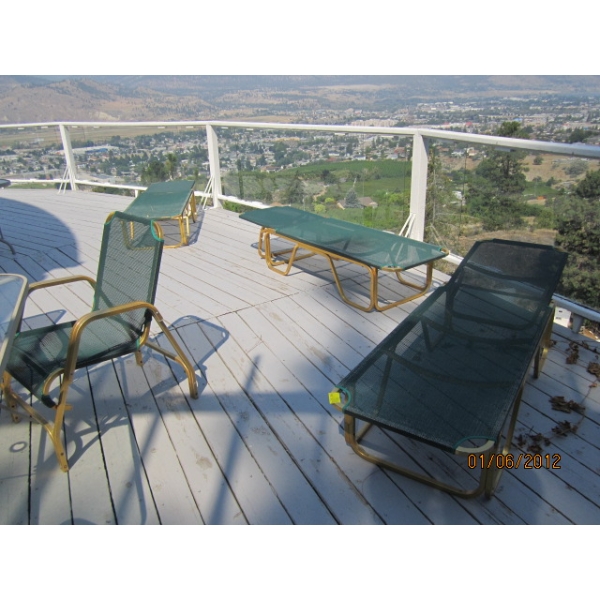 GREEN & BRASS LOOK PATIO FURNITURE - LOUNGE CHAIRS, CHAIRS, ETC.