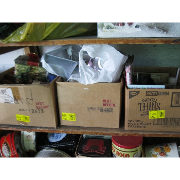 3 BOXES OF MISC. SIGNS, BOOKS, CANDLES, ETC.