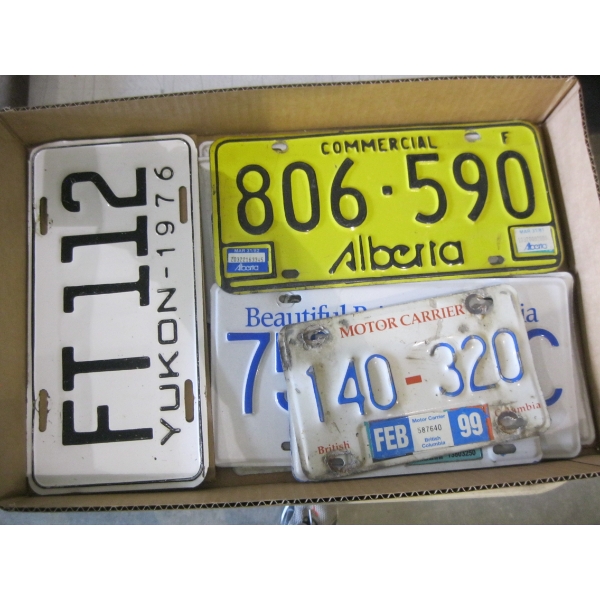 BOX OF ASST'D LICENSE PLATES