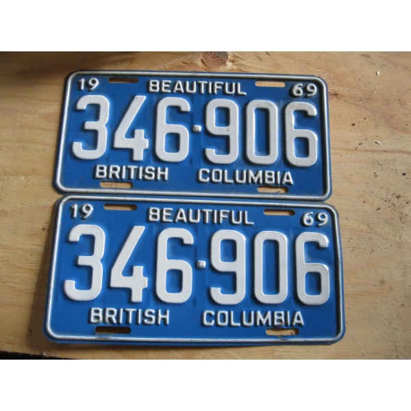 PAIR OF 1969 BC LICENCE PLATES