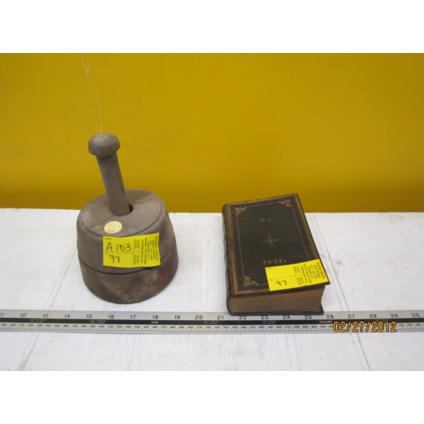 1841 BIBLE - NOT ENGLISH - & A BUTTER PRESS