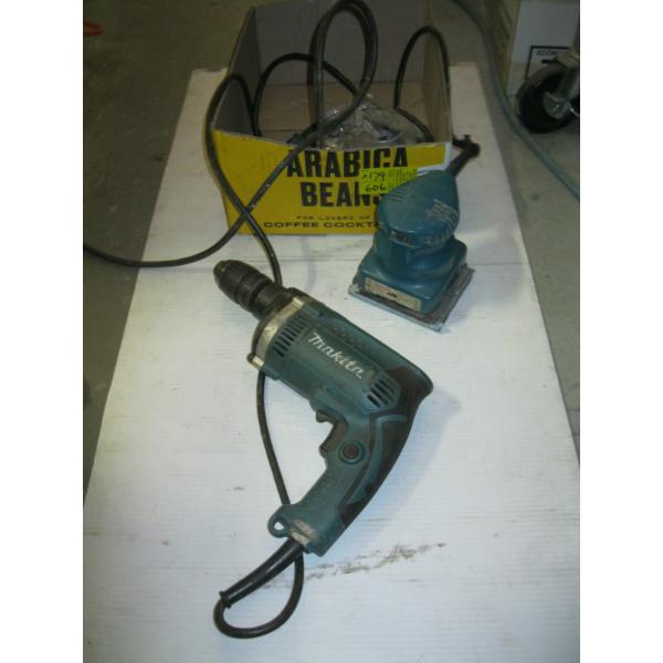 MAKITA DRILL W/MAKITA PALM SANDER