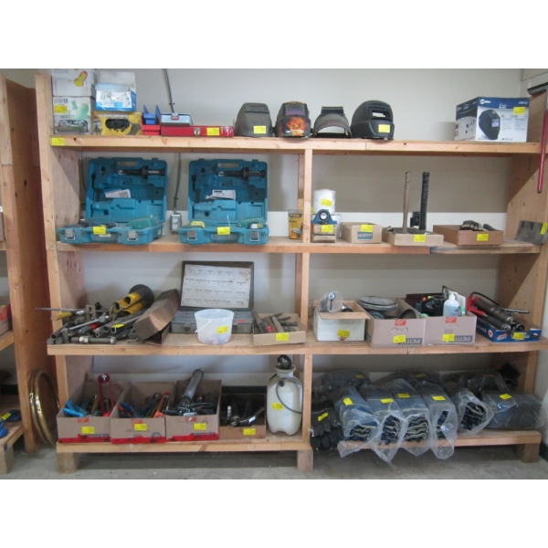 LG. WOODEN SHELF UNIT, APPROX. 9'X7'