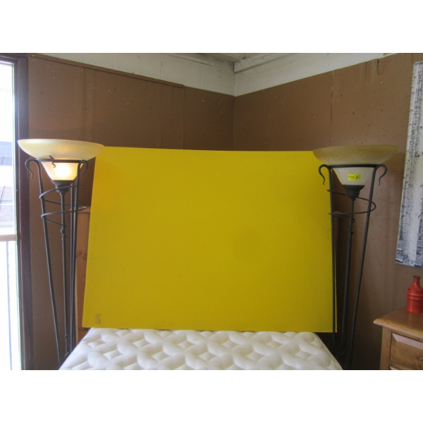 2 METAL W/GLASS SHADE TALL LAMPS