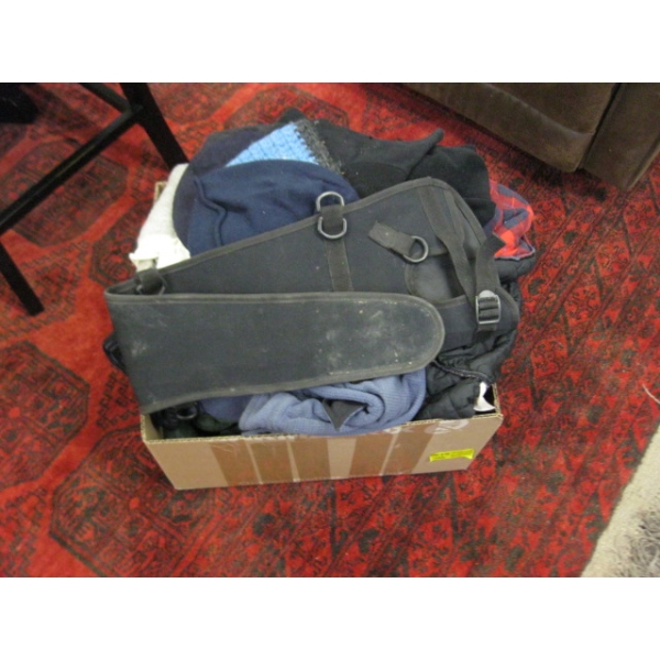 MISC. GUN SCABBARD, HUNTING CLOTHING, ETC.