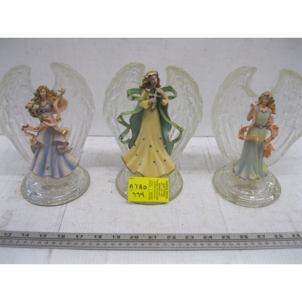 3 CRYSTAL ANGEL FIGURINES