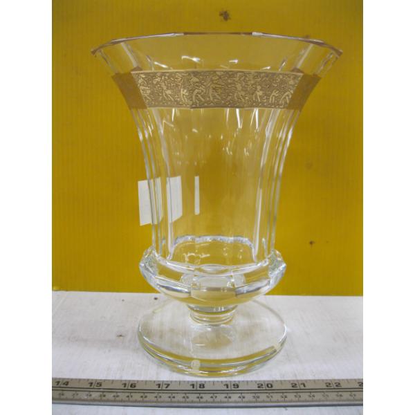 MOSERS LG. 24KT GOLD RIM CRYSTAL VASE