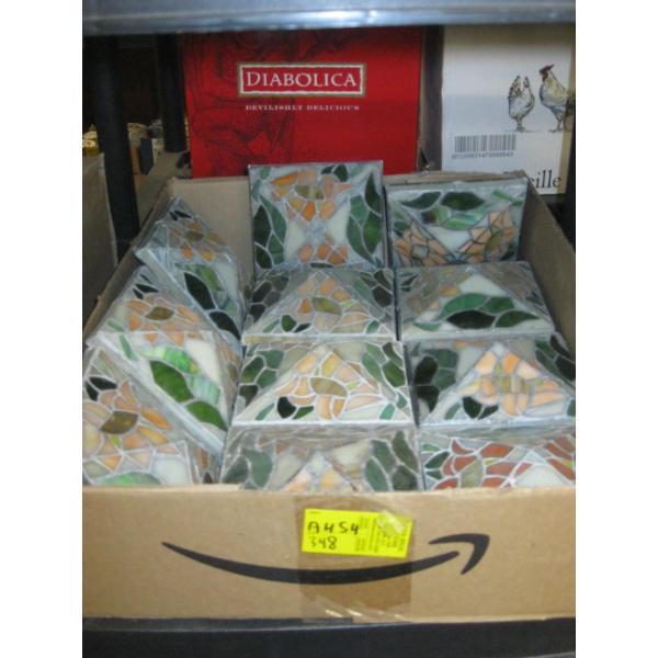 BOX OF 12 LEADED GLASS LOOK FENCE POST CAPS