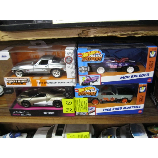 4 DIECAST CARS IN BOXES