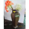 Image 1 : LG. METAL VASE W/ARTIFICIAL FLOWERS