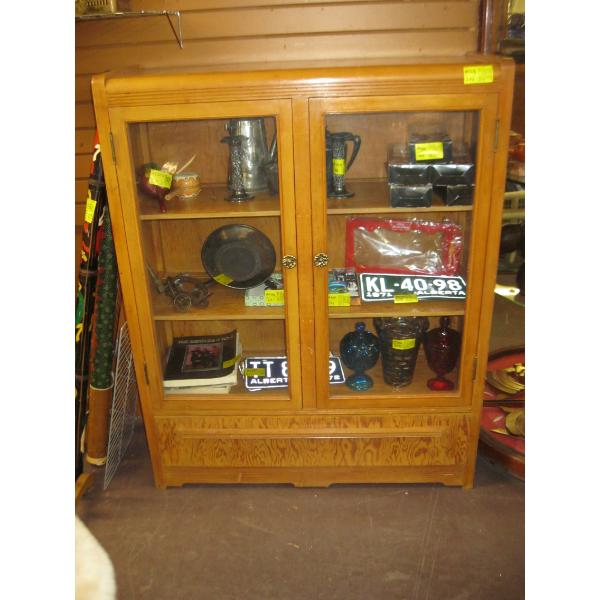ANTIQUE GLASS DOOR CABINET