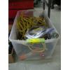 Image 1 : TUB OF MISC. EXTENSION HANDLE, EXTENSION CORD, CLAMPS, ETC.