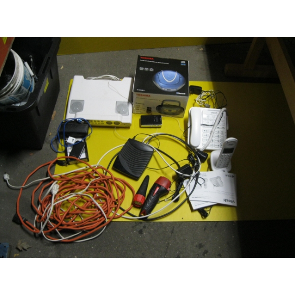 MISC. ELECTRONICS - PHONES, PORTABLE CD RADIO W/BLUETOOTH, ETC.