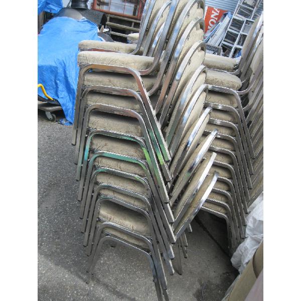 10 CHROME FRAMED STACKING CHAIRS