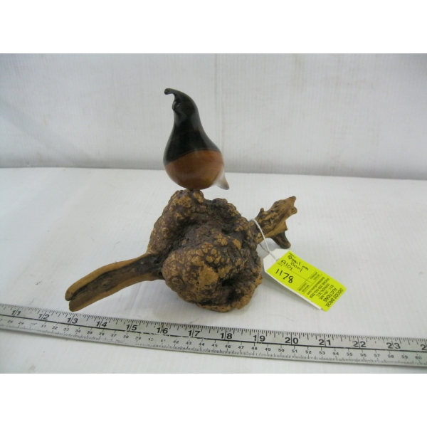 QUAIL ON BURL WOOD