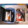 Image 1 : 2 BINS OF MISC. TOOLS, TOOLBOX, PAINTING SUPPLIES, ETC.