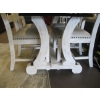 Image 2 : DARK WOOD TOP DINING TABLE W/4 LIGHT COLORED CHAIRS