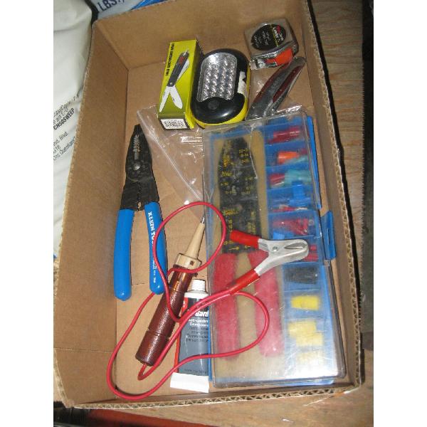 MISC. ELECTRICAL PLIERS, FITTINGS, LIGHTS, ETC.