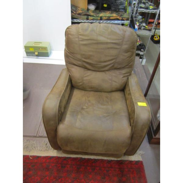 BROWN UPHOLSTERED RECLINER