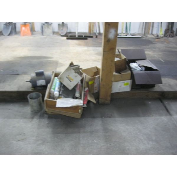 ASST. ELECTRIC MOTOR, PIPE FITTINGS, SEALER, ETC.