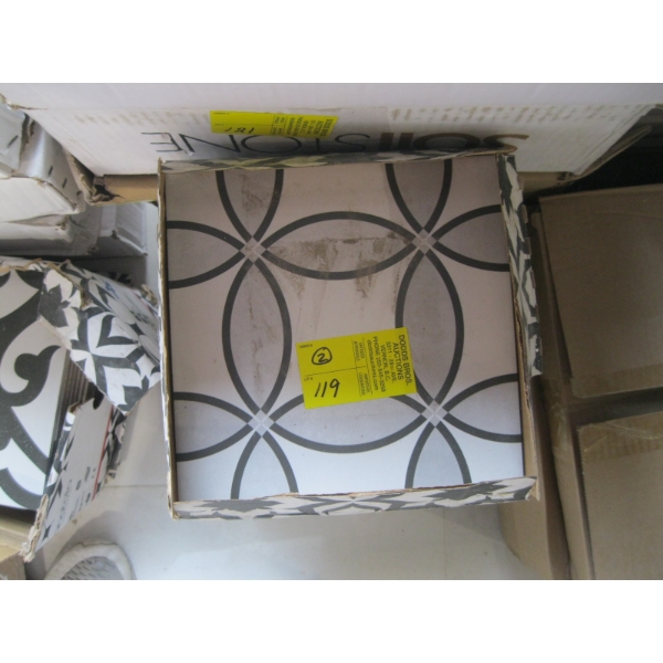 2 MATCHING BOXES OF DECORATIVE PORCELAIN TILE - 17 PIECES PER BOX