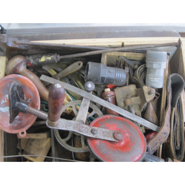 MISC. HAND DRILLS, SAW, ASST. VINTAGE TOOLS, ETC.
