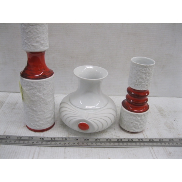 3 PIECES OF WEST GERMAN KPM OP ART MCM VASES