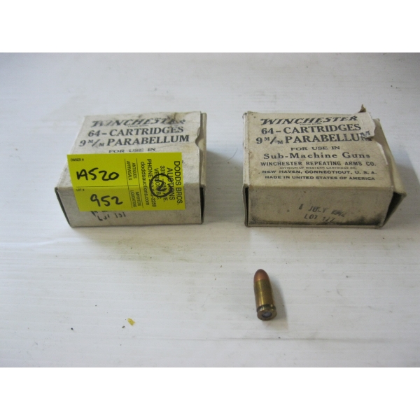 2 BOXES OF WINCHESTER 9MM  PARABELLUM|2X64 CARTRIDGES