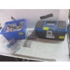 Image 1 : BIN OF METAL LIGHT COVERS, LIGHT BOXES, TOOLBOX, FINISHING NAILS, ETC.
