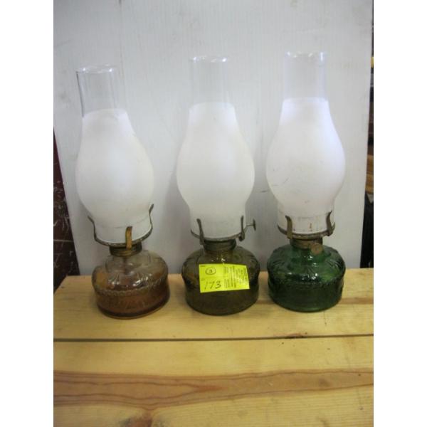 3 OIL LAMPS W/SHADES