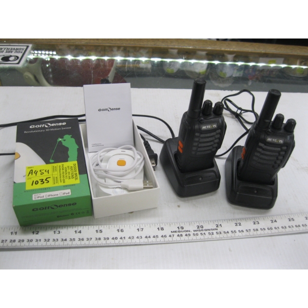 PAIR OF HANDHELD RADIOS & A GOLF 3D MOTION SENSOR