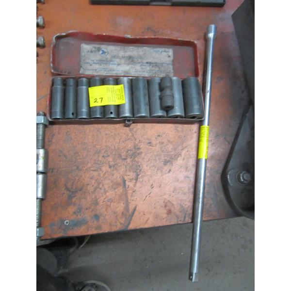 SET OF JET DEEP IMPACT SOCKETS - 1/2" DRIVE, SAE - W/LONG EXTENSION