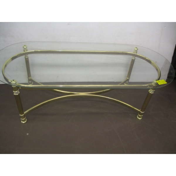 GLASS & BRASS COFFEE TABLE