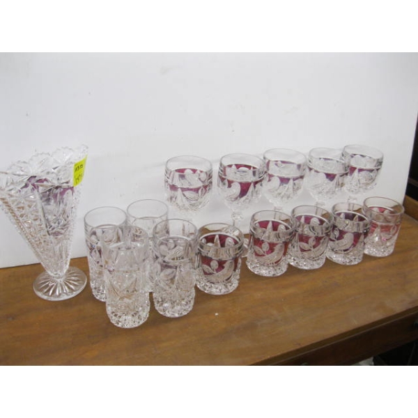 ASST. CRYSTAL GLASSWARE, WINEGLASSES, WHISKEY GLASSES, ETC.