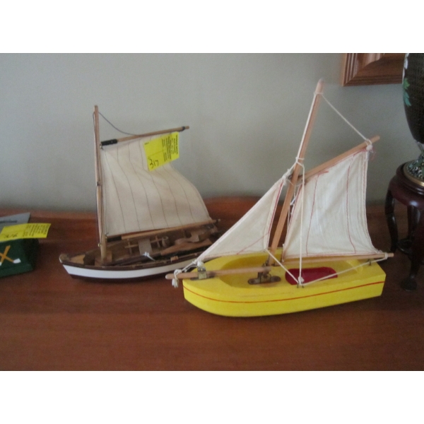 2 WOODEN SAILBOATS