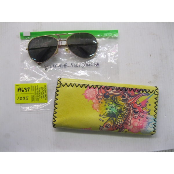 PAIR OF VINTAGE SUNGLASSES & A DECORATIVE WALLET