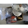 Image 2 : BOX OF MISC. STAINLESS STEEL POT, KITCHEN ACCESS. ETC.
