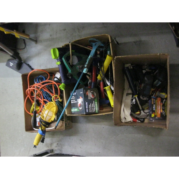 3 BOXES OF MISC. TOOLS - DRILL, STAPLER, ETC.