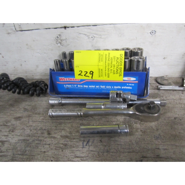 1/4" DRIVE SOCKET SETS - SAE & METRIC - COMPLETE W/RATCHET, EXTENSION, ETC.