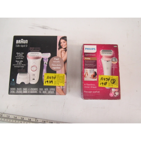 1 PHILLIPS SATIN SHAVER & 1 BRAUN SILK SHAVER IN BOX