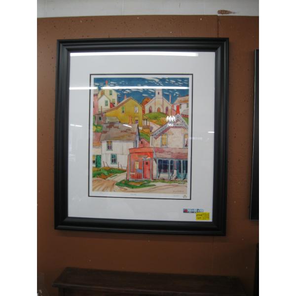 FRAMED NUMBERED PRINT BY A.J. KASSAN "HILLSIDE VILLAGE"