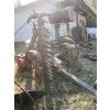 Image 2 : YARD ART W/PULL BEHIND HAY CUTTER & OLD WOODEN WAGON WHEEL